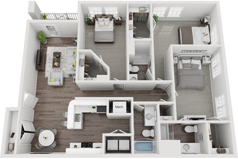 Floor plan for 3 beds, 3 baths, 1510 sqft